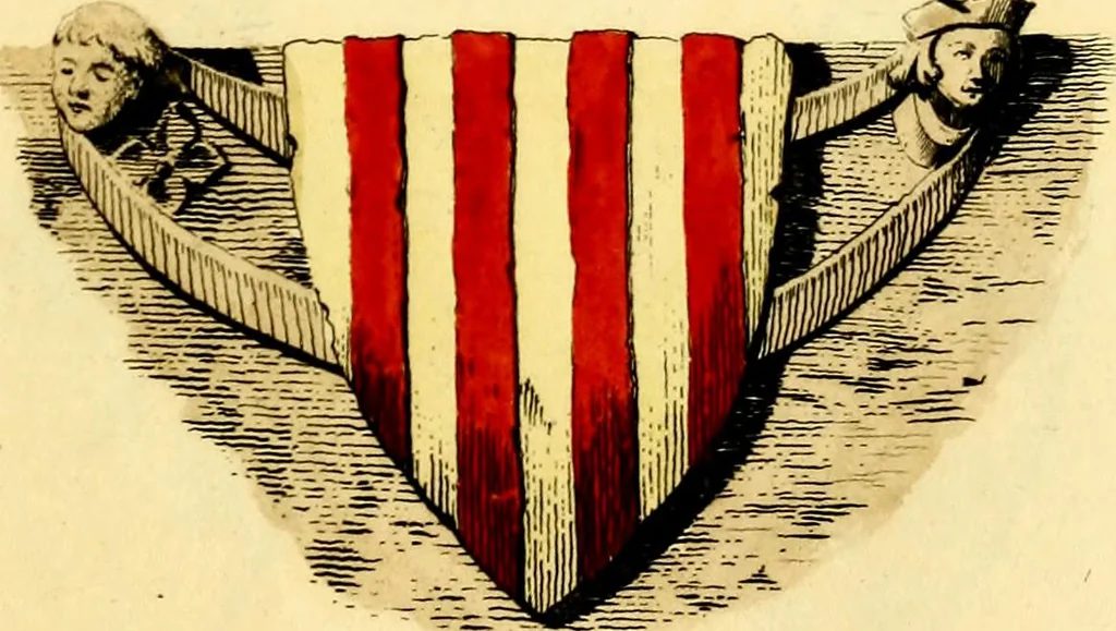 An illustration from Regal heraldry; the armorial insignia of the Kings and Queens of England, from coeval authorities, 1821, leaf 48