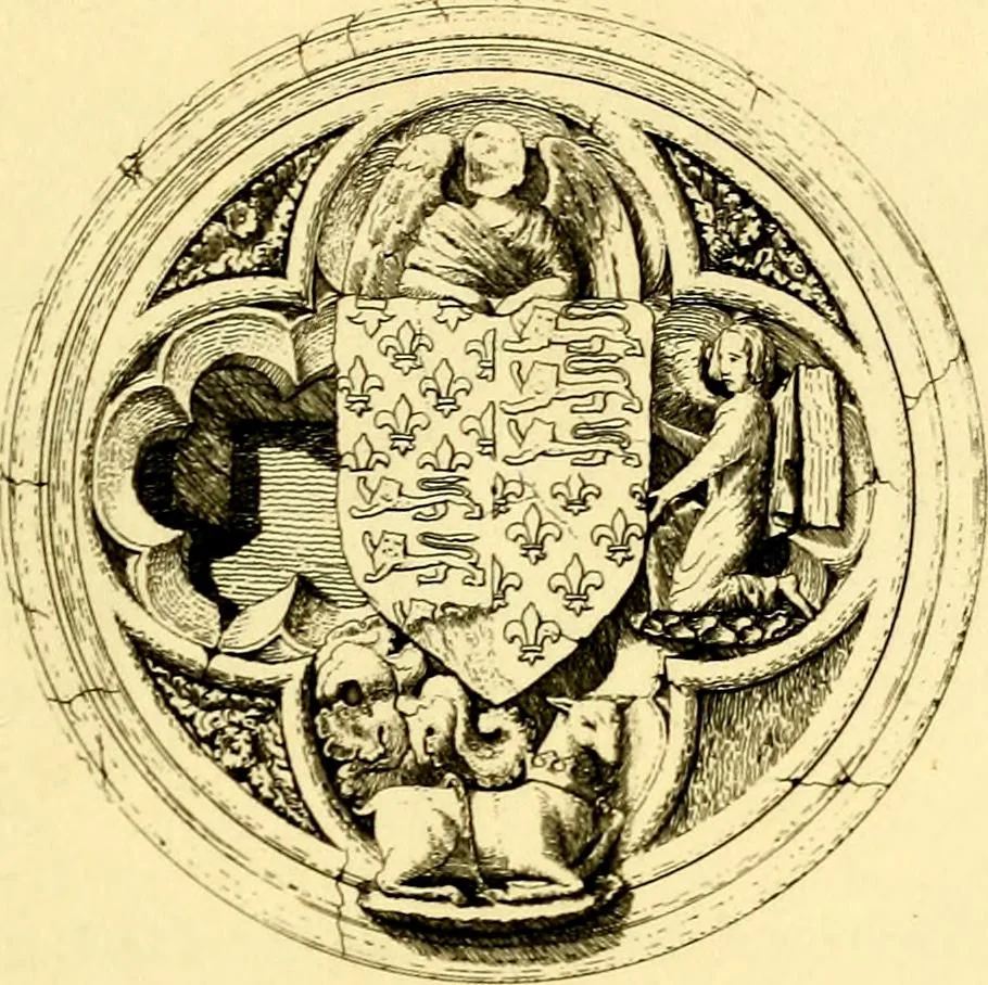 An illustration from Regal heraldry; the armorial insignia of the Kings and Queens of England, from coeval authorities, 1821, leaf 54