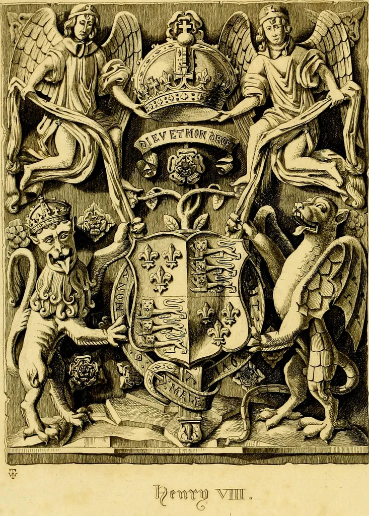 An illustration from Regal heraldry; the armorial insignia of the Kings and Queens of England, from coeval authorities, 1821, leaf 7