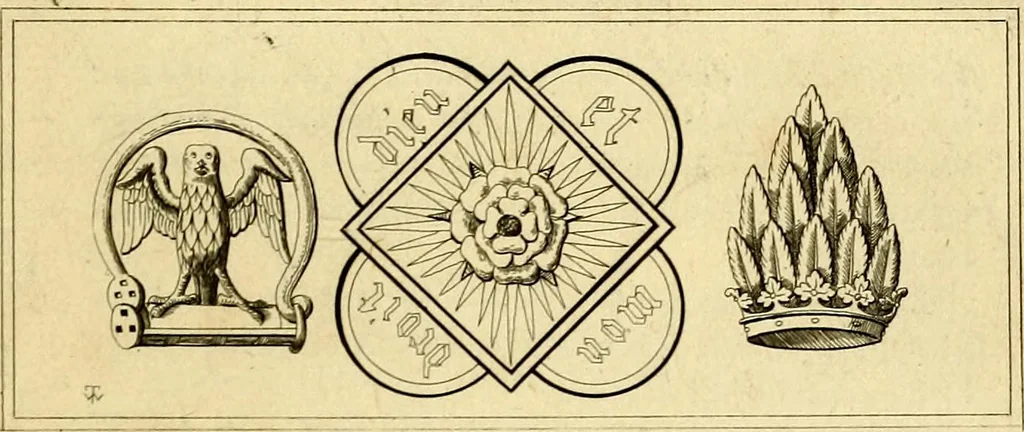 An illustration from Regal heraldry; the armorial insignia of the Kings and Queens of England, from coeval authorities, 1821, leaf 80
