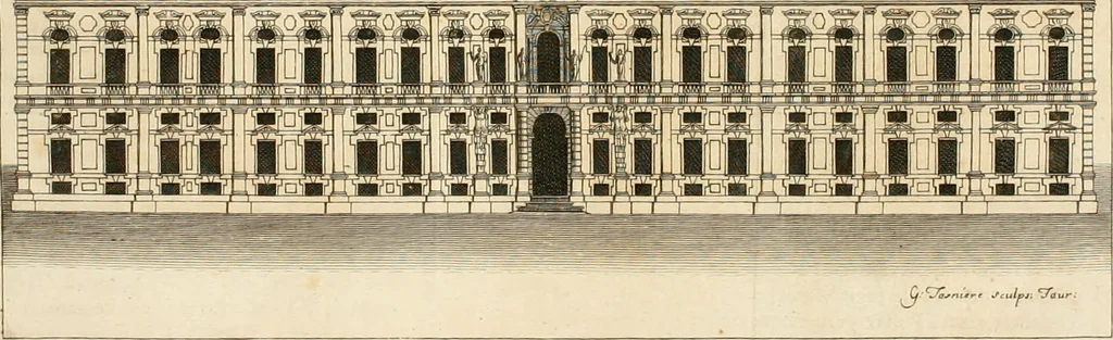 An illustration from Regiae villae poetice descriptae : et Regiae Celsitudini Victoris Amadeii II sabaudiae, et montisferrati ducis pedemontii principis, cypri regis, &c., 1711, leaf 103