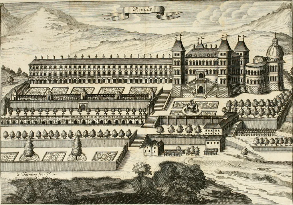 An illustration from Regiae villae poetice descriptae : et Regiae Celsitudini Victoris Amadeii II sabaudiae, et montisferrati ducis pedemontii principis, cypri regis, &c., 1711, leaf 123