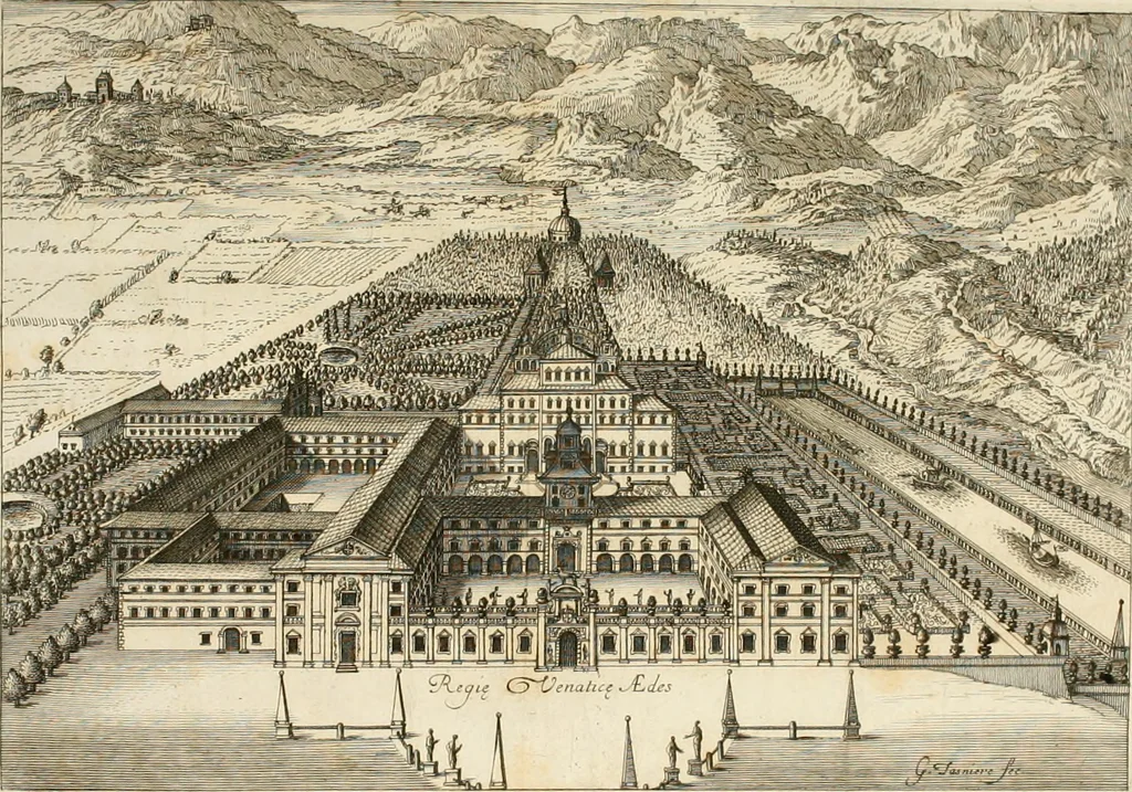 An illustration from Regiae villae poetice descriptae : et Regiae Celsitudini Victoris Amadeii II sabaudiae, et montisferrati ducis pedemontii principis, cypri regis, &c., 1711, leaf 157