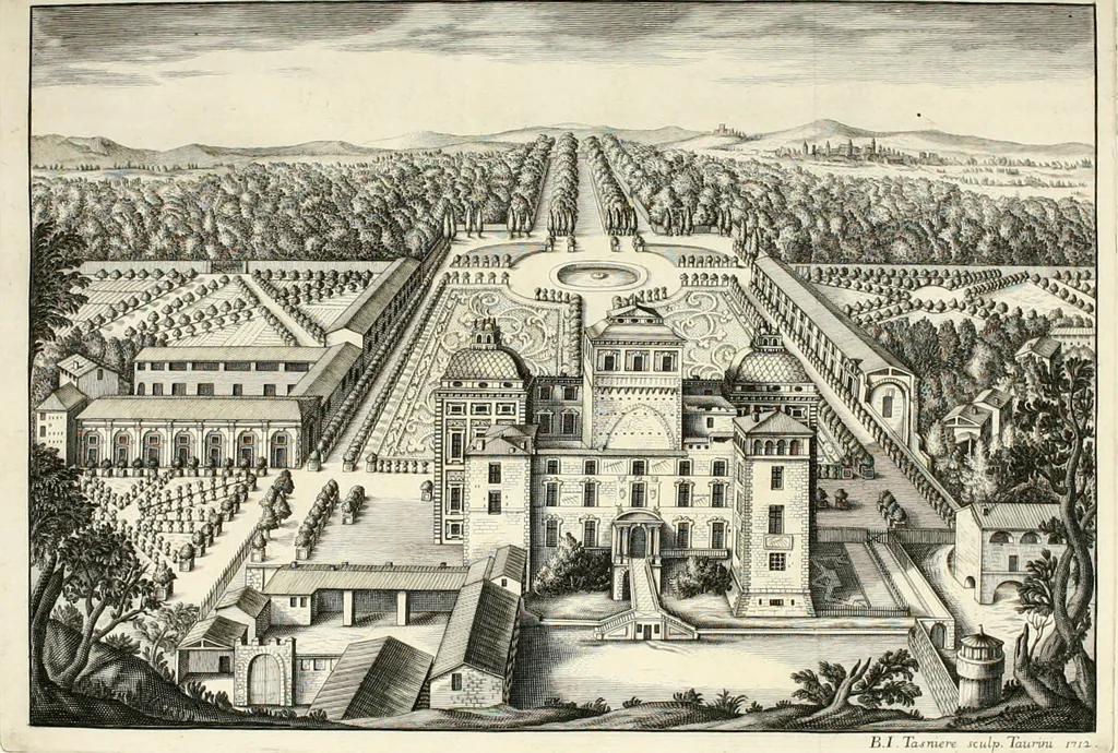 An illustration from Regiae villae poetice descriptae : et Regiae Celsitudini Victoris Amadeii II sabaudiae, et montisferrati ducis pedemontii principis, cypri regis, &c., 1711, leaf 87