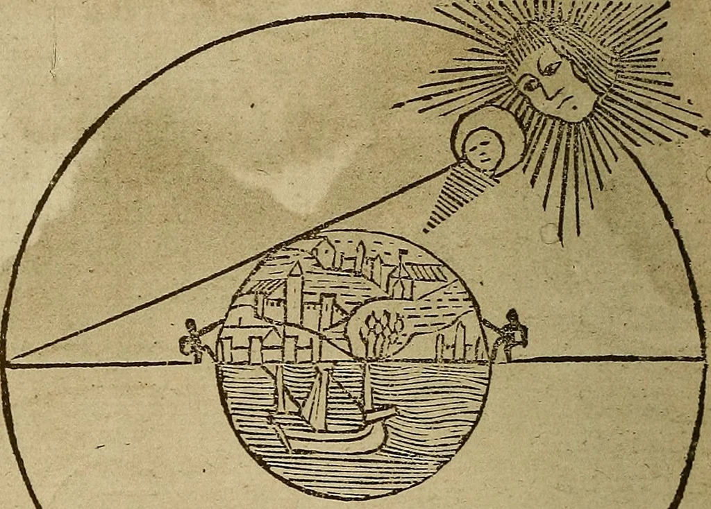 An illustration from Regimento do estrolabio e do quadrante : tractado da spera do mundo : reproduction fac-similé du seul exemplaire connu appartenant à la Bibliothèque Royale de Munich, 1914, leaf 101