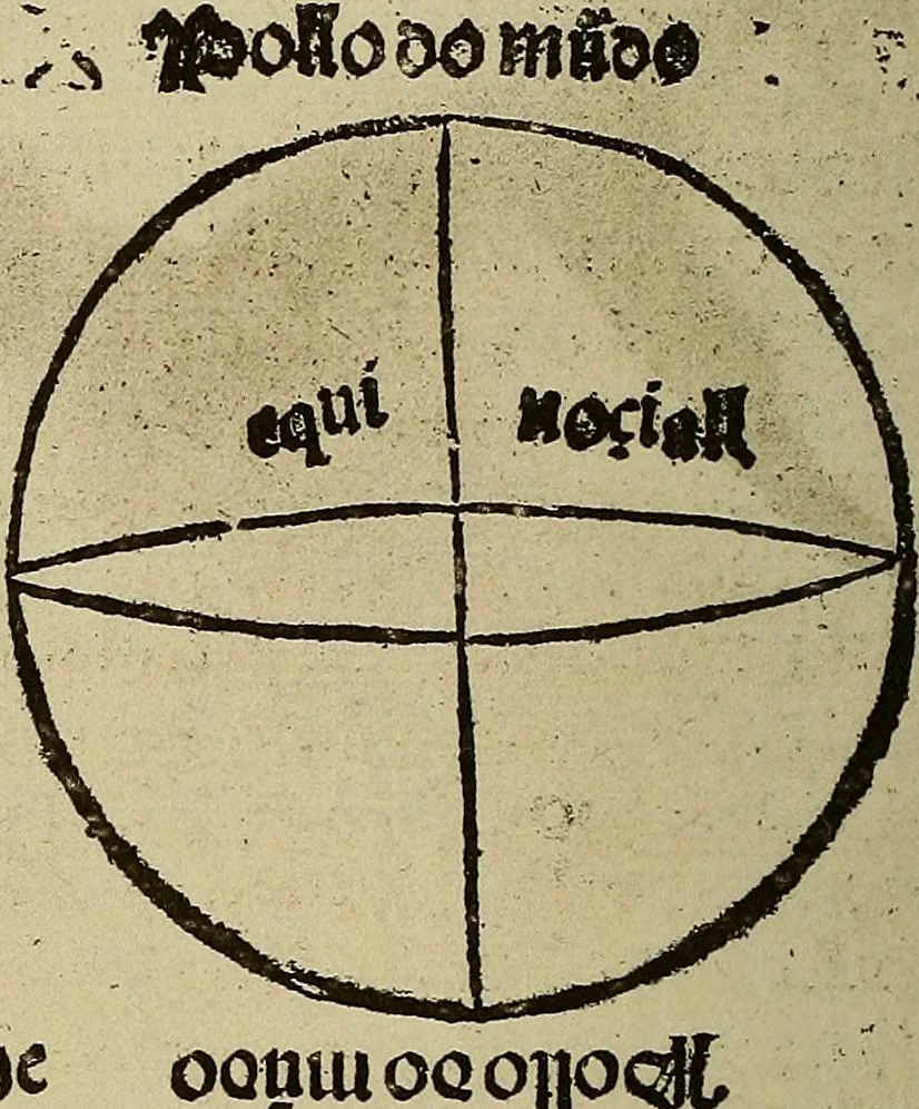 An illustration from Regimento do estrolabio e do quadrante : tractado da spera do mundo : reproduction fac-similé du seul exemplaire connu appartenant à la Bibliothèque Royale de Munich, 1914, leaf 77