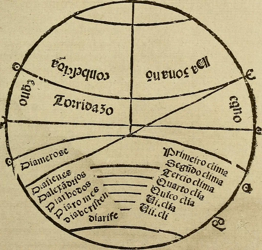 An illustration from Regimento do estrolabio e do quadrante : tractado da spera do mundo : reproduction fac-similé du seul exemplaire connu appartenant à la Bibliothèque Royale de Munich, 1914, leaf 96