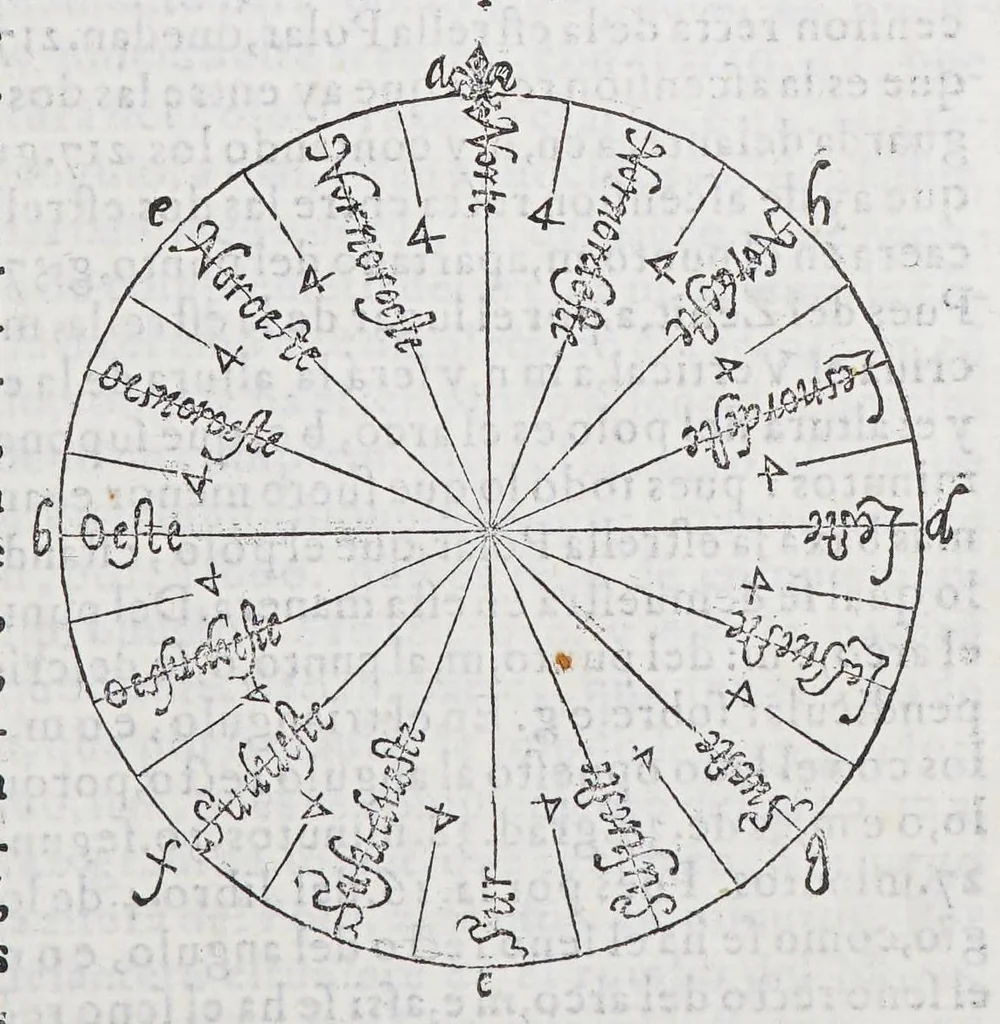 An illustration from Regimiento de nauegacion q[ue] mando haser el rei nuestro señor por orden de su Conseio Real de las Indias, 1606, leaf 87