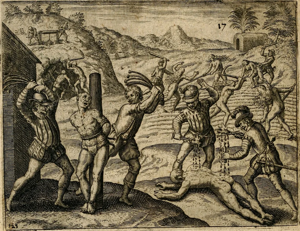 An illustration from Regionvm Indicarum per Hispanos olim devastatarum accuratissima descriptio, insertis Figuris æneis ad vivum fabrefactis, 1664, leaf 111