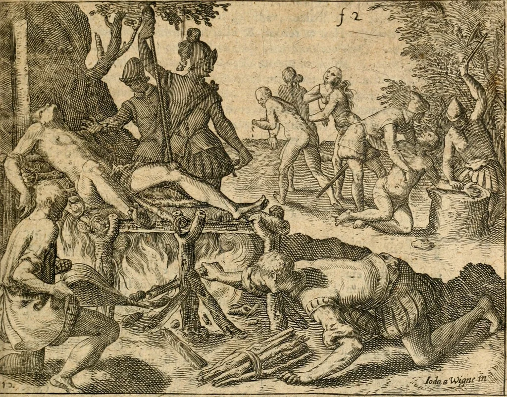 An illustration from Regionvm Indicarum per Hispanos olim devastatarum accuratissima descriptio, insertis Figuris æneis ad vivum fabrefactis, 1664, leaf 18