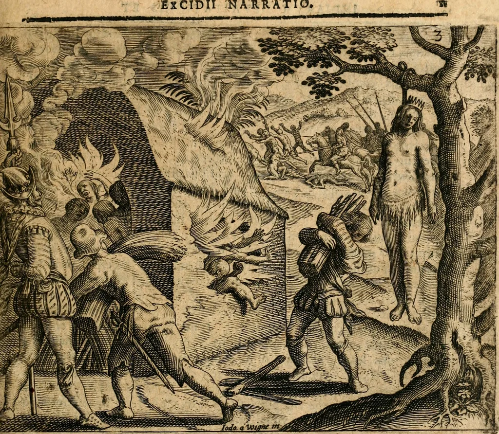 An illustration from Regionvm Indicarum per Hispanos olim devastatarum accuratissima descriptio, insertis Figuris æneis ad vivum fabrefactis, 1664, leaf 22