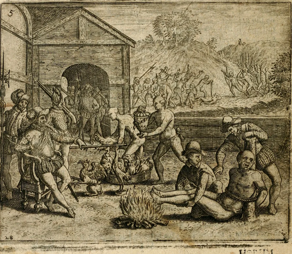 An illustration from Regionvm Indicarum per Hispanos olim devastatarum accuratissima descriptio, insertis Figuris æneis ad vivum fabrefactis, 1664, leaf 31