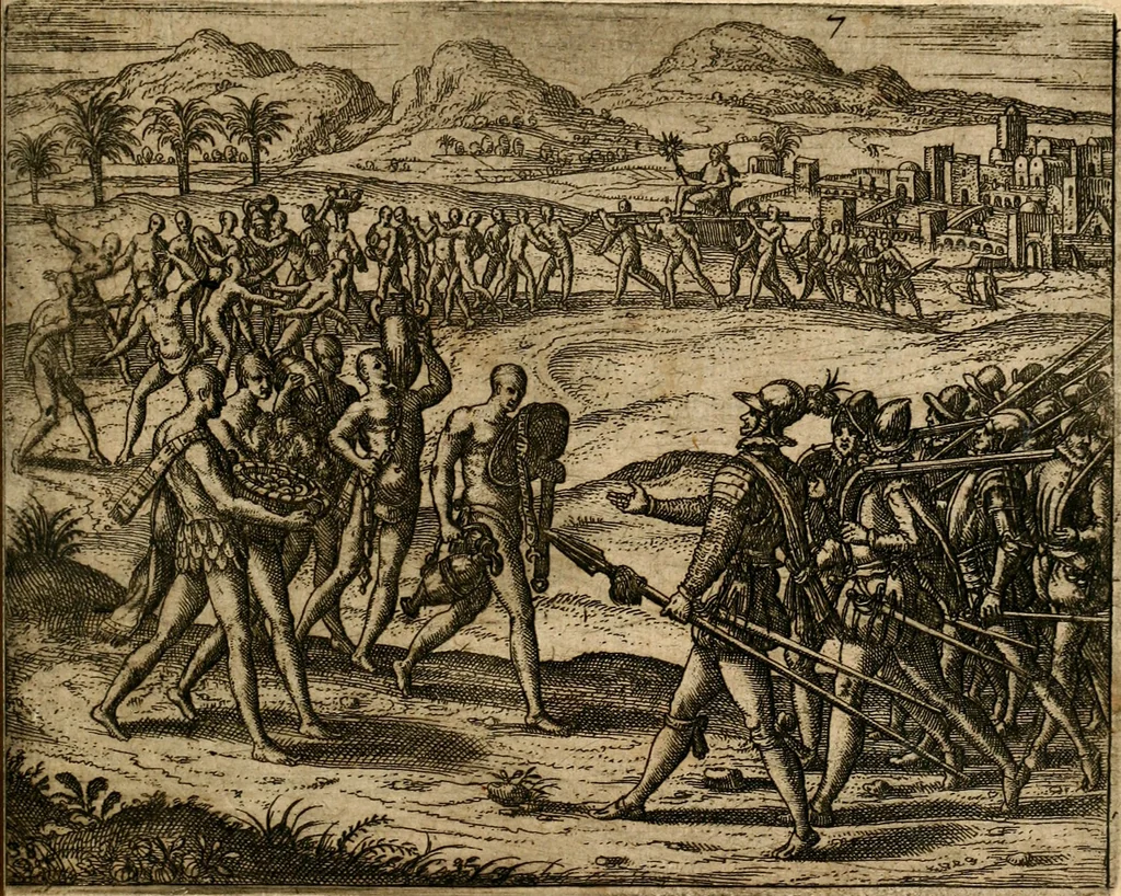 An illustration from Regionvm Indicarum per Hispanos olim devastatarum accuratissima descriptio, insertis Figuris æneis ad vivum fabrefactis, 1664, leaf 40
