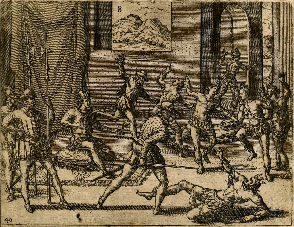 An illustration from Regionvm Indicarum per Hispanos olim devastatarum accuratissima descriptio, insertis Figuris æneis ad vivum fabrefactis, 1664, leaf 42