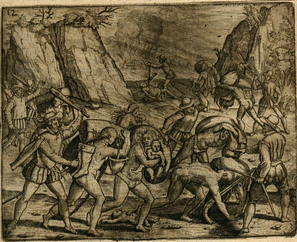 An illustration from Regionvm Indicarum per Hispanos olim devastatarum accuratissima descriptio, insertis Figuris æneis ad vivum fabrefactis, 1664, leaf 54