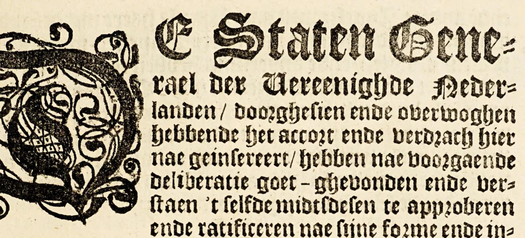An illustration from Reglement byde VVest-Indische Compagnie, ter vergaderinge vande negentiene, met approbatie vande Ho: Mo: Heeren Staten Generael, over het openstellen vanden handel op Brasil provisioneel ghearresteert., 1638, leaf 9