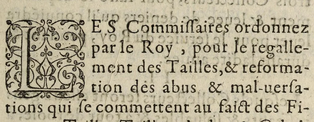 An illustration from Reglement faict par les commissaires depvtez par le Roy, au regallement des tailles, & reformation des abus commis au faict des finances, aydes & gabelles de la generalité de Lyon: contenant l'ordre av'on doit obseruer au recouurement des deniers royaux, imposition des grangers & fermiers, surceance des contributions, Et deffences de leuer les restes des tailles, taillon & autres deniers des annees 1589. 90. 91. 92. 93. & 94. remises par sa Majeste., 1599, leaf 3