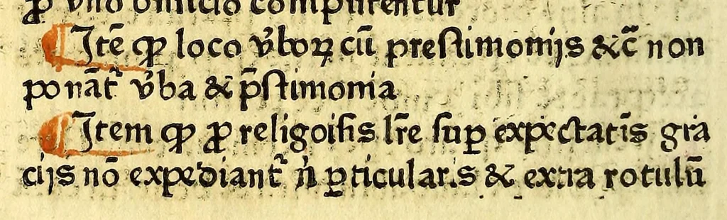 An illustration from Regūle ordinacones [sic] [et] cōnstitutiones cancellarie santissimi domini nostri domi[ni] Sixti diuina p[ro]uidencia pape quarti scripte [et] correcte in Cancellaria Apostolica, leaf 44