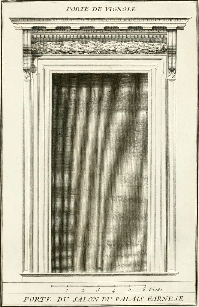 An illustration from Regles des cinq ordres d'architecture de Vignole : ouvrage dans lequel on donne : une idée de la géometrie, les définitions des figures géométriques nécessaires à l'étude de l'architecture, la formation des ordres, rigoureusement démontrée, dans l'origine de l'architecture ... : enfin, les notions nécessaires sur les ordres appellés accessoires, 1797, leaf 106