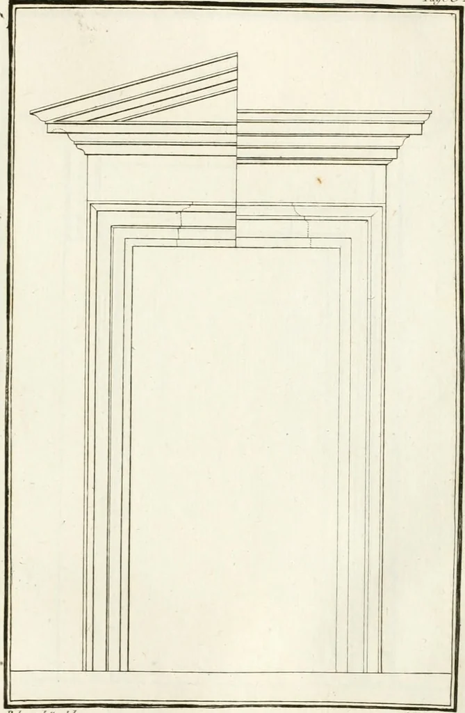 An illustration from Regles des cinq ordres d'architecture de Vignole : ouvrage dans lequel on donne : une idée de la géometrie, les définitions des figures géométriques nécessaires à l'étude de l'architecture, la formation des ordres, rigoureusement démontrée, dans l'origine de l'architecture ... : enfin, les notions nécessaires sur les ordres appellés accessoires, 1797, leaf 112