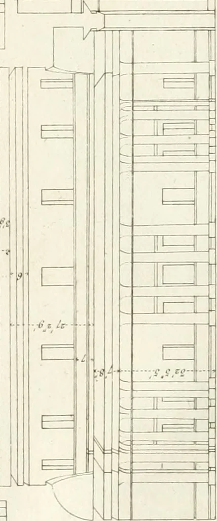 An illustration from Regles des cinq ordres d'architecture de Vignole : ouvrage dans lequel on donne : une idée de la géometrie, les définitions des figures géométriques nécessaires à l'étude de l'architecture, la formation des ordres, rigoureusement démontrée, dans l'origine de l'architecture ... : enfin, les notions nécessaires sur les ordres appellés accessoires, 1797, leaf 130