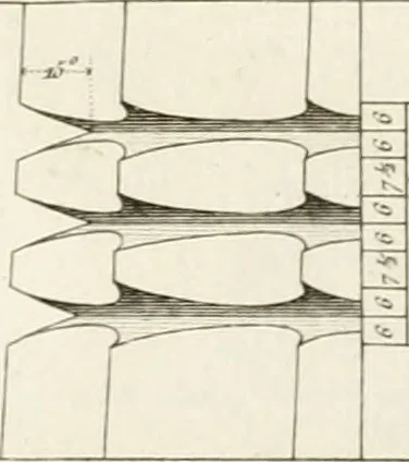 An illustration from Regles des cinq ordres d'architecture de Vignole : ouvrage dans lequel on donne : une idée de la géometrie, les définitions des figures géométriques nécessaires à l'étude de l'architecture, la formation des ordres, rigoureusement démontrée, dans l'origine de l'architecture ... : enfin, les notions nécessaires sur les ordres appellés accessoires, 1797, leaf 96