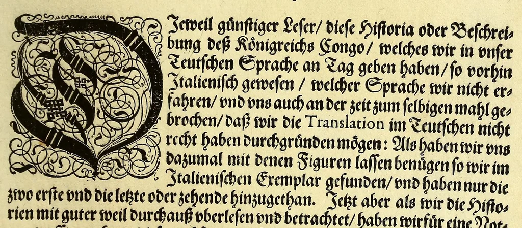 An illustration from Regnvm Congo hoc est Warhaffte vnd Eigentliche Beschreibung dess Königreichs Congo in Africa, vnd deren angrentzenden Länder, darinnen der Inwohner Glaub, Leben, Sitten vnd Kleydung wol vnd aussführlich vermeldet vnd angezeigt wirdt., 1597, leaf 121