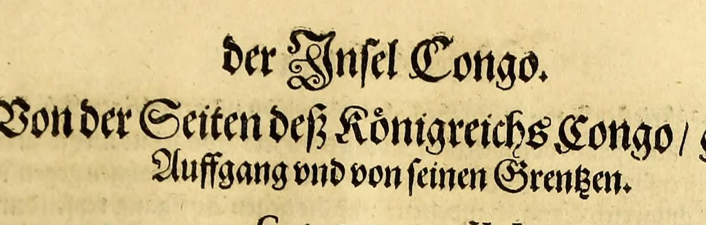 An illustration from Regnvm Congo hoc est Warhaffte vnd Eigentliche Beschreibung dess Königreichs Congo in Africa, vnd deren angrentzenden Länder, darinnen der Inwohner Glaub, Leben, Sitten vnd Kleydung wol vnd aussführlich vermeldet vnd angezeigt wirdt., 1597, leaf 33