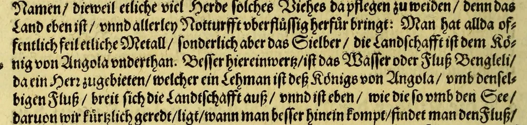 An illustration from Regnvm Congo hoc est Warhaffte vnd Eigentliche Beschreibung dess Königreichs Congo in Africa, vnd deren angrentzenden Länder, darinnen der Inwohner Glaub, Leben, Sitten vnd Kleydung wol vnd aussführlich vermeldet vnd angezeigt wirdt., 1609, leaf 32