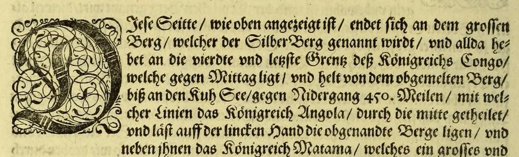 An illustration from Regnvm Congo hoc est Warhaffte vnd Eigentliche Beschreibung dess Königreichs Congo in Africa, vnd deren angrentzenden Länder, darinnen der Inwohner Glaub, Leben, Sitten vnd Kleydung wol vnd aussführlich vermeldet vnd angezeigt wirdt., 1609, leaf 40