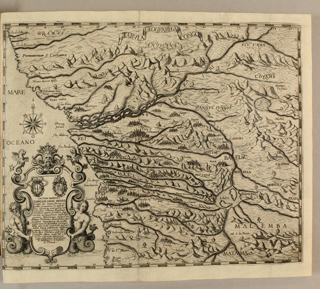 An illustration from Regnvm Congo hoc est Vera descriptio regni Africani, qvod tam ab incolis qvam Lvsitanis Congus appellatur., 1598, leaf 15