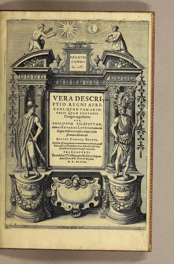 An illustration from Regnvm Congo hoc est Vera descriptio regni Africani, qvod tam ab incolis qvam Lvsitanis Congus appellatur., 1598, leaf 7
