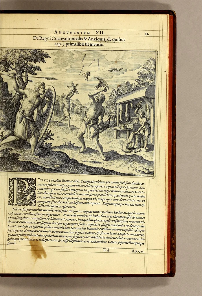 An illustration from Regnvm Congo hoc est Vera descriptio regni Africani, qvod tam ab incolis qvam Lvsitanis Congus appellatur., 1598, leaf 113