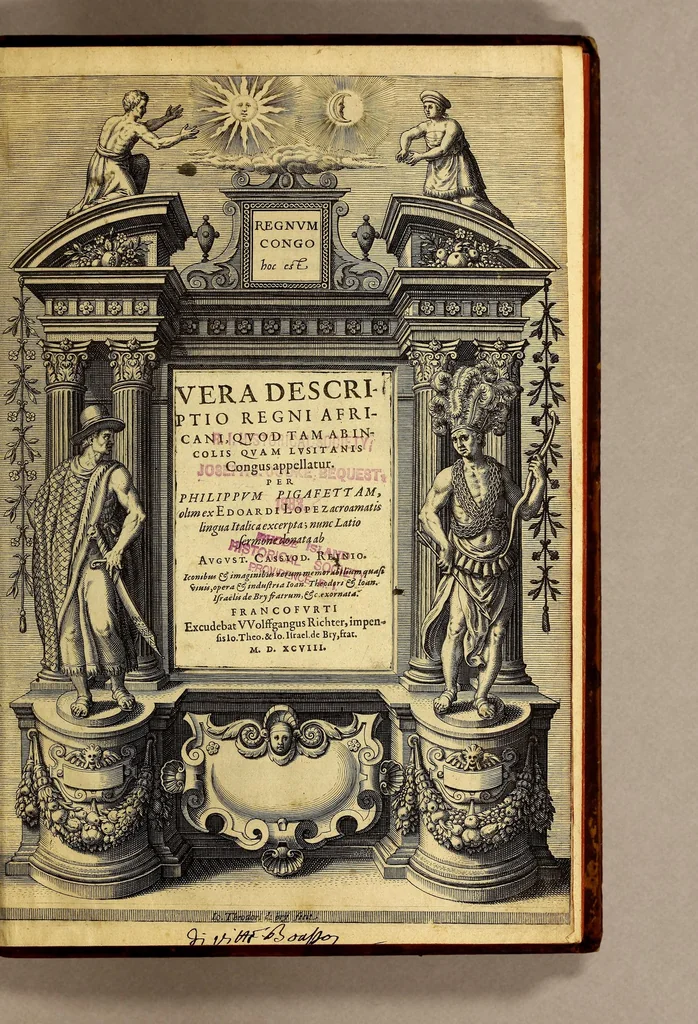 An illustration from Regnvm Congo hoc est Vera descriptio regni Africani, qvod tam ab incolis qvam Lvsitanis Congus appellatur., 1598, leaf 7