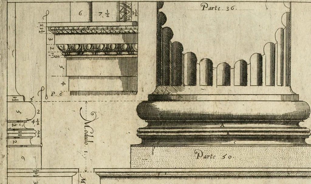 An illustration from Regola delli cinqve ordini d'architettvra, 1596, leaf 36