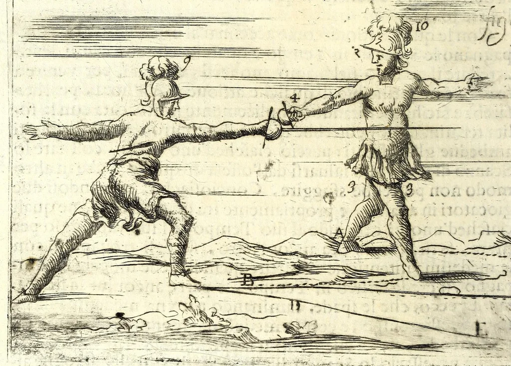 An illustration from Regole della scherma insegnate da Lelio e Titta Marcelli, 1686, leaf 120