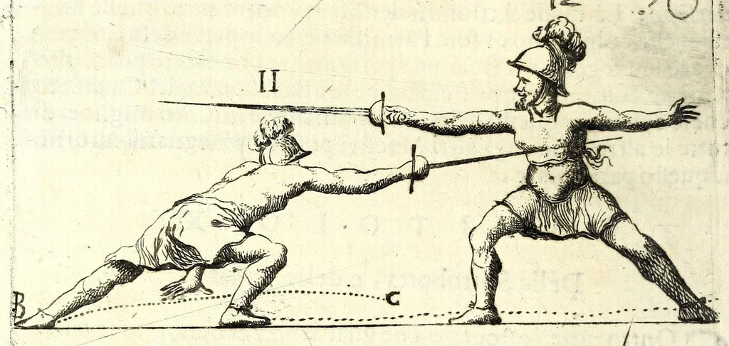 An illustration from Regole della scherma insegnate da Lelio e Titta Marcelli, 1686, leaf 126