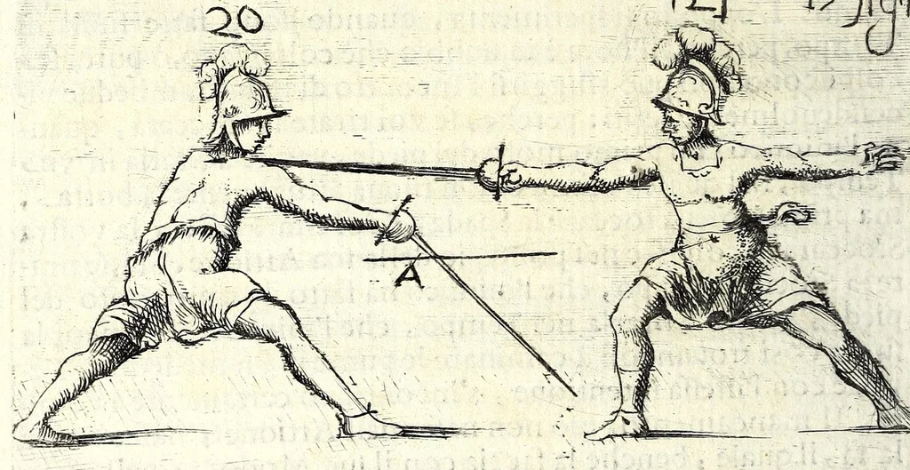 An illustration from Regole della scherma insegnate da Lelio e Titta Marcelli, 1686, leaf 160