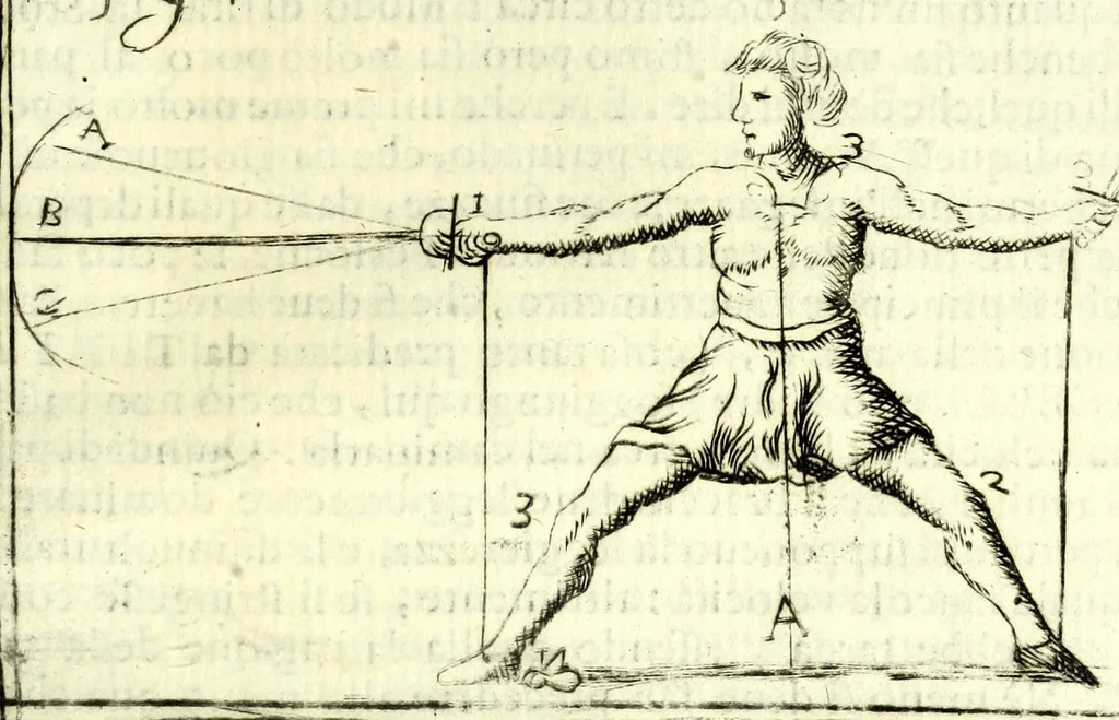 An illustration from Regole della scherma insegnate da Lelio e Titta Marcelli, 1686, leaf 215