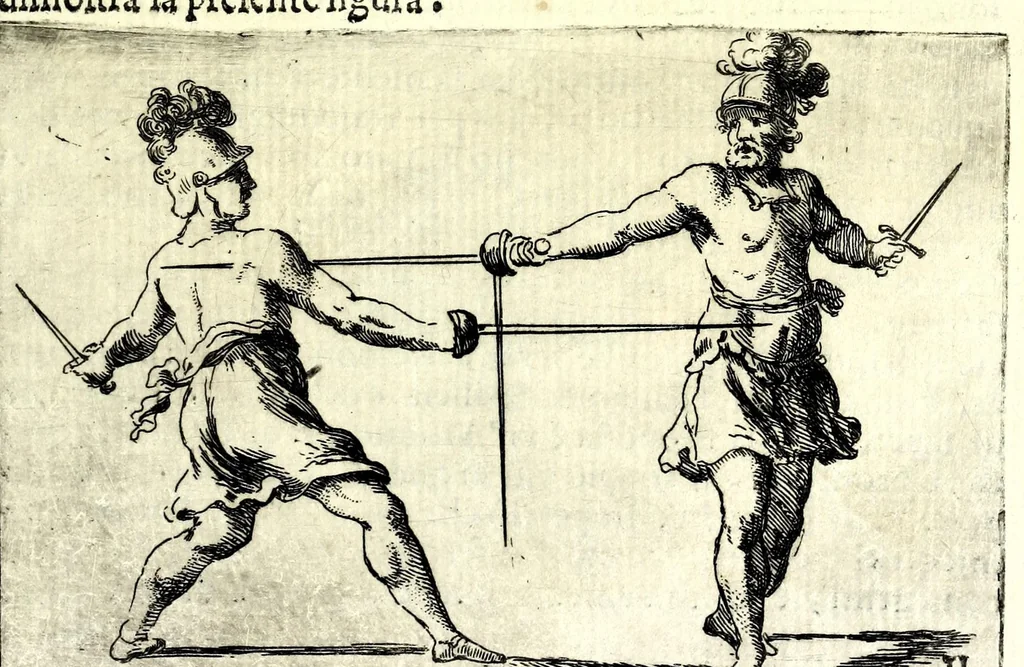 An illustration from Regole della scherma insegnate da Lelio e Titta Marcelli, 1686, leaf 251