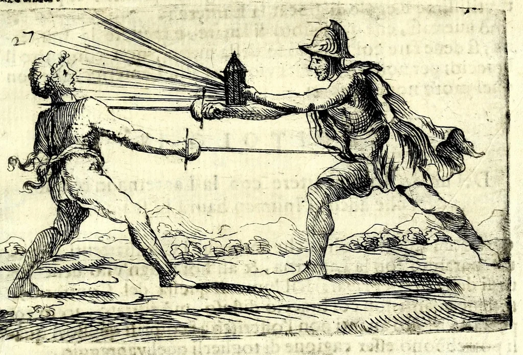 An illustration from Regole della scherma insegnate da Lelio e Titta Marcelli, 1686, leaf 293