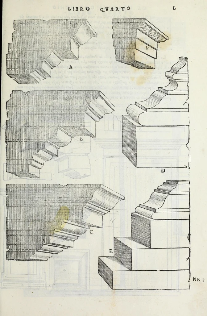 An illustration from Regole generali di architettura di Sabastiano Serlio Bolognese : sopra le cinque maniere de gliedifici, cioe, thoscano, dorico, ionico, corinthio, e composito ; con gli essempi de l'antiquita, che per la maggior parte concordano con la dottrina di Vitruuio, 1551, leaf 101