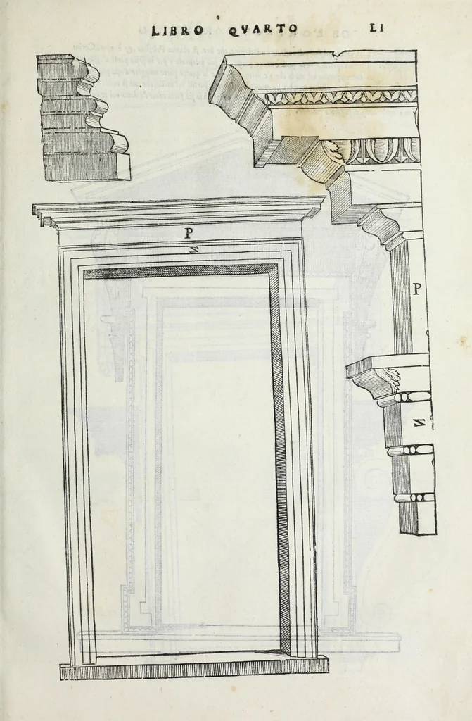An illustration from Regole generali di architettura di Sabastiano Serlio Bolognese : sopra le cinque maniere de gliedifici, cioe, thoscano, dorico, ionico, corinthio, e composito ; con gli essempi de l'antiquita, che per la maggior parte concordano con la dottrina di Vitruuio, 1551, leaf 103