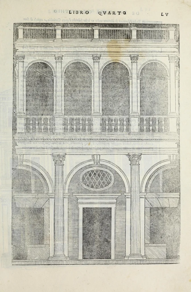 An illustration from Regole generali di architettura di Sabastiano Serlio Bolognese : sopra le cinque maniere de gliedifici, cioe, thoscano, dorico, ionico, corinthio, e composito ; con gli essempi de l'antiquita, che per la maggior parte concordano con la dottrina di Vitruuio, 1551, leaf 111