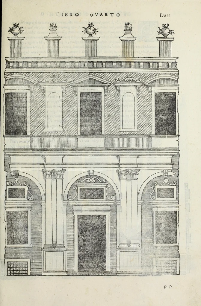 An illustration from Regole generali di architettura di Sabastiano Serlio Bolognese : sopra le cinque maniere de gliedifici, cioe, thoscano, dorico, ionico, corinthio, e composito ; con gli essempi de l'antiquita, che per la maggior parte concordano con la dottrina di Vitruuio, 1551, leaf 115