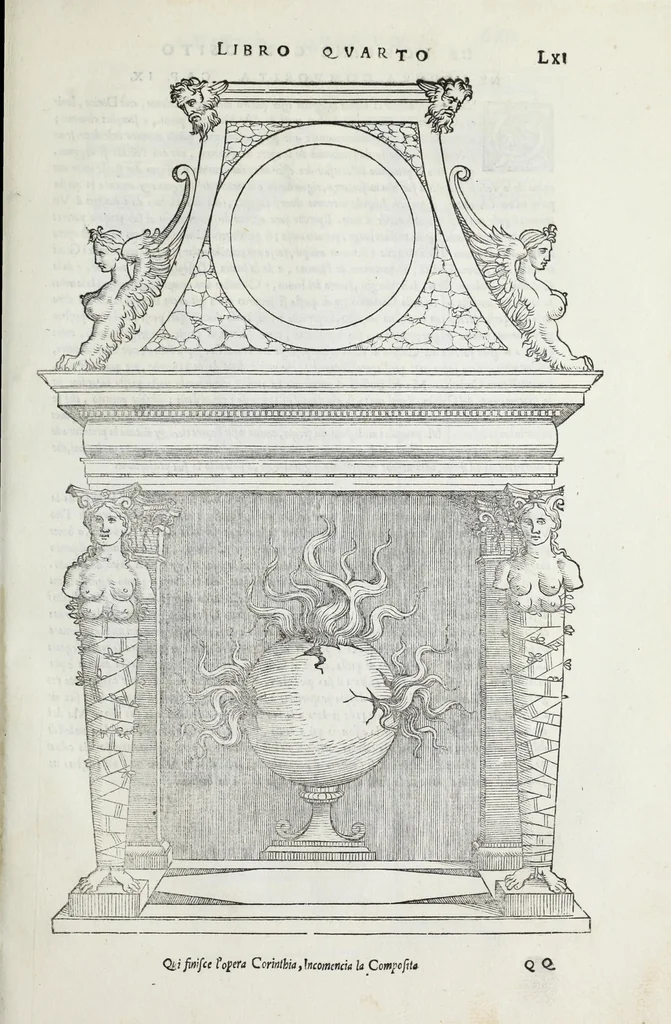 An illustration from Regole generali di architettura di Sabastiano Serlio Bolognese : sopra le cinque maniere de gliedifici, cioe, thoscano, dorico, ionico, corinthio, e composito ; con gli essempi de l'antiquita, che per la maggior parte concordano con la dottrina di Vitruuio, 1551, leaf 123