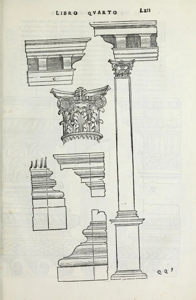 An illustration from Regole generali di architettura di Sabastiano Serlio Bolognese : sopra le cinque maniere de gliedifici, cioe, thoscano, dorico, ionico, corinthio, e composito ; con gli essempi de l'antiquita, che per la maggior parte concordano con la dottrina di Vitruuio, 1551, leaf 125