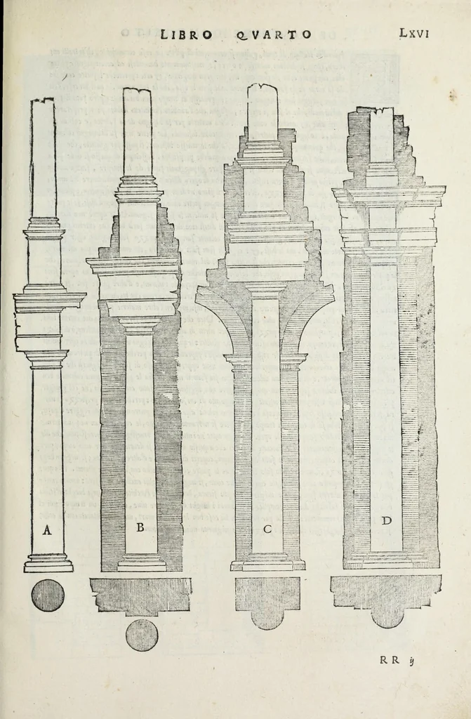 An illustration from Regole generali di architettura di Sabastiano Serlio Bolognese : sopra le cinque maniere de gliedifici, cioe, thoscano, dorico, ionico, corinthio, e composito ; con gli essempi de l'antiquita, che per la maggior parte concordano con la dottrina di Vitruuio, 1551, leaf 133
