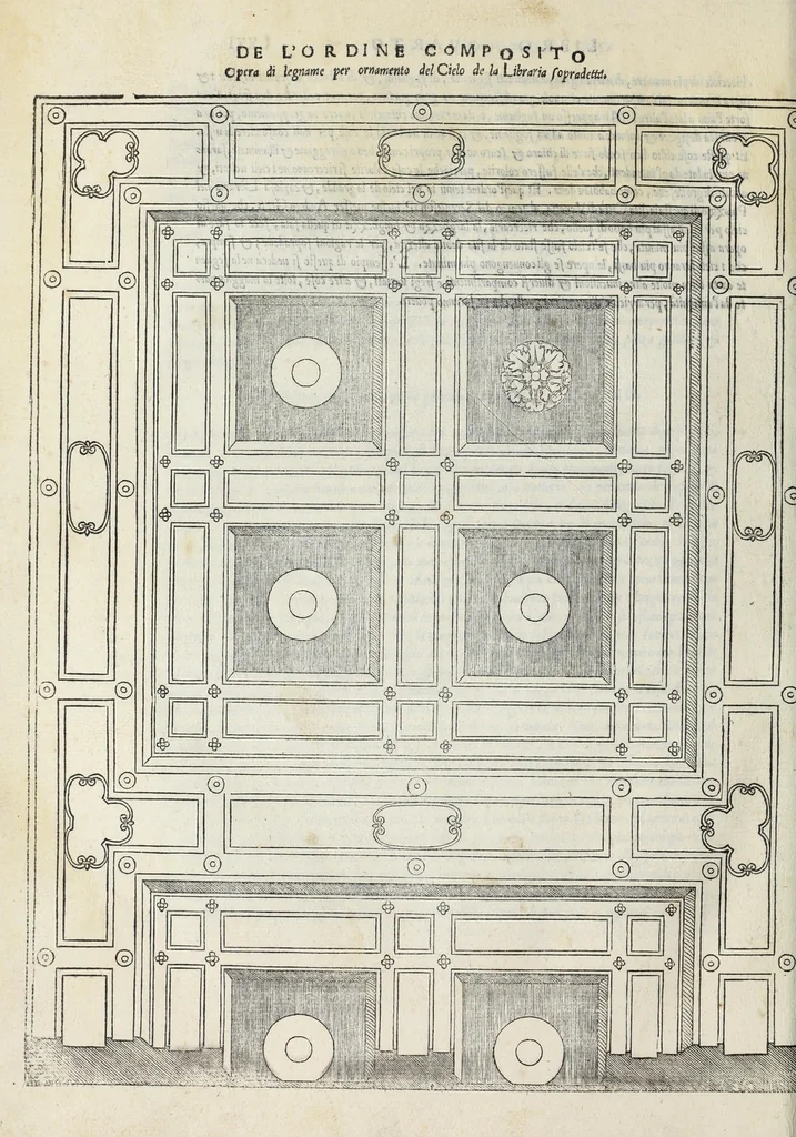 An illustration from Regole generali di architettura di Sabastiano Serlio Bolognese : sopra le cinque maniere de gliedifici, cioe, thoscano, dorico, ionico, corinthio, e composito ; con gli essempi de l'antiquita, che per la maggior parte concordano con la dottrina di Vitruuio, 1551, leaf 144