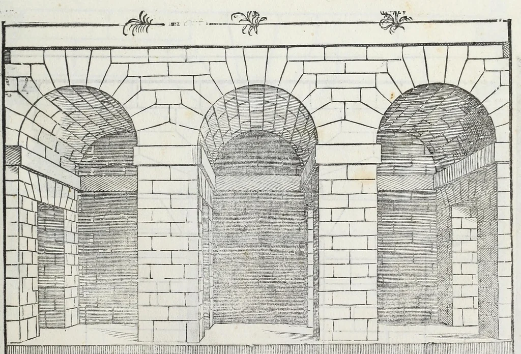 An illustration from Regole generali di architettura di Sabastiano Serlio Bolognese : sopra le cinque maniere de gliedifici, cioe, thoscano, dorico, ionico, corinthio, e composito ; con gli essempi de l'antiquita, che per la maggior parte concordano con la dottrina di Vitruuio, 1551, leaf 17